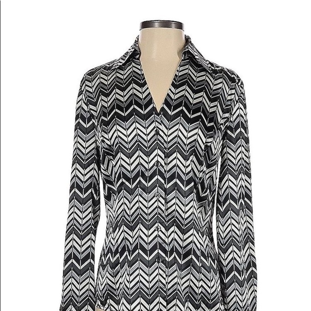 Business - Casual ✨ Ann Taylor Factory Long Sleeve Blouse Chevron/Herringbone